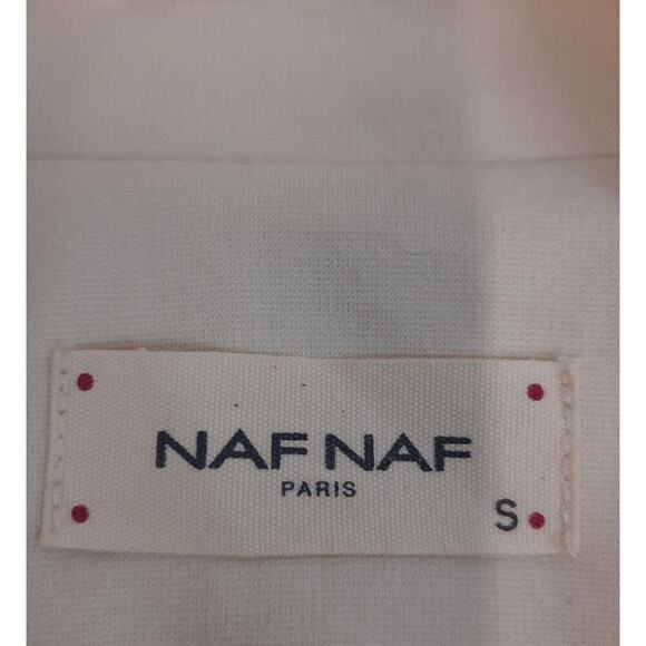 Naf Naf Paris Cream Open Front Cropped Blazer Women's Size S $120 - Picture 3 of 5